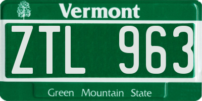 VT license plate ZTL963