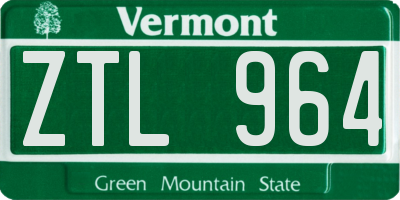 VT license plate ZTL964