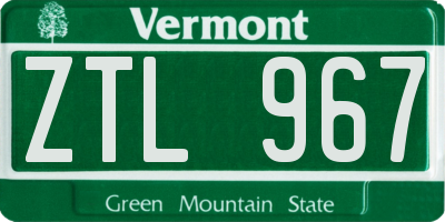 VT license plate ZTL967