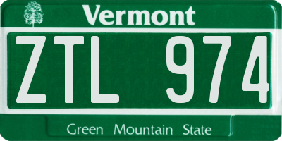 VT license plate ZTL974