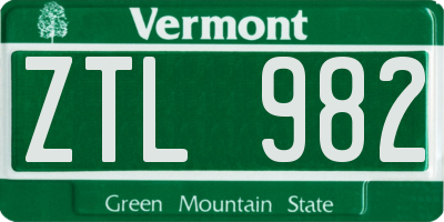 VT license plate ZTL982