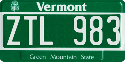 VT license plate ZTL983