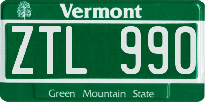 VT license plate ZTL990