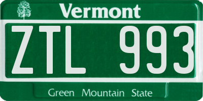 VT license plate ZTL993