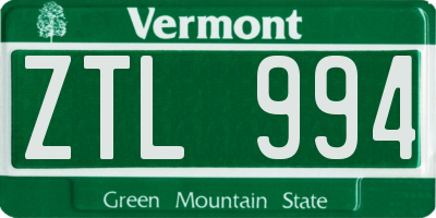 VT license plate ZTL994