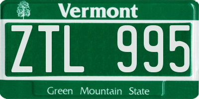VT license plate ZTL995