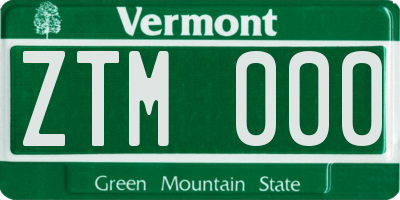 VT license plate ZTM000