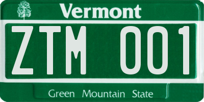 VT license plate ZTM001