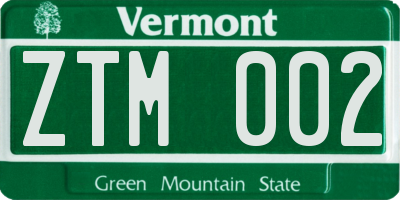 VT license plate ZTM002