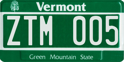 VT license plate ZTM005