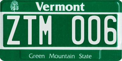 VT license plate ZTM006