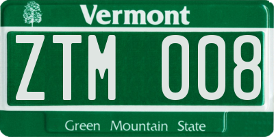 VT license plate ZTM008