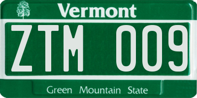 VT license plate ZTM009