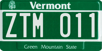 VT license plate ZTM011