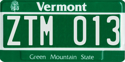 VT license plate ZTM013