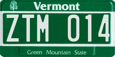 VT license plate ZTM014
