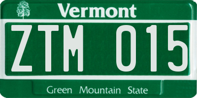 VT license plate ZTM015