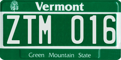 VT license plate ZTM016