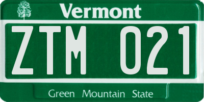 VT license plate ZTM021
