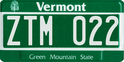 VT license plate ZTM022