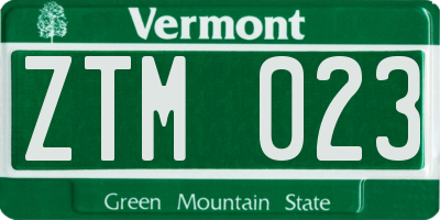 VT license plate ZTM023