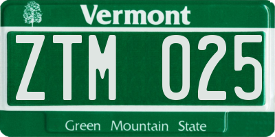 VT license plate ZTM025