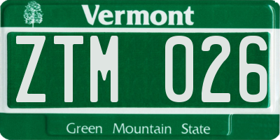 VT license plate ZTM026