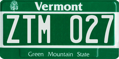 VT license plate ZTM027