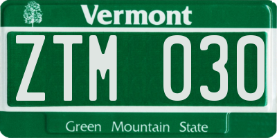 VT license plate ZTM030