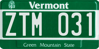 VT license plate ZTM031