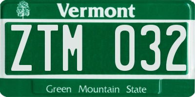 VT license plate ZTM032