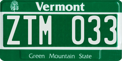 VT license plate ZTM033