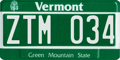 VT license plate ZTM034