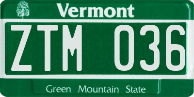 VT license plate ZTM036