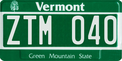 VT license plate ZTM040
