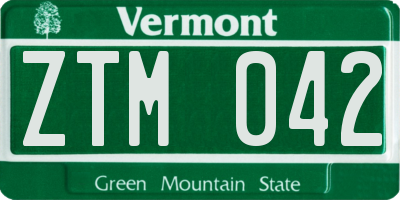 VT license plate ZTM042