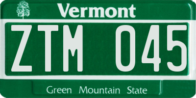 VT license plate ZTM045