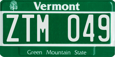 VT license plate ZTM049