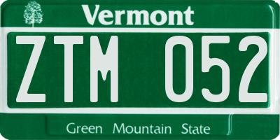 VT license plate ZTM052