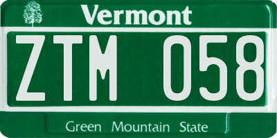 VT license plate ZTM058