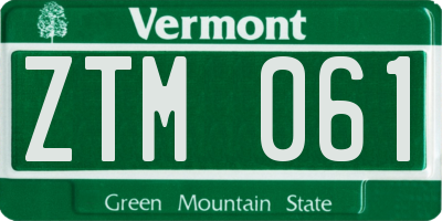 VT license plate ZTM061