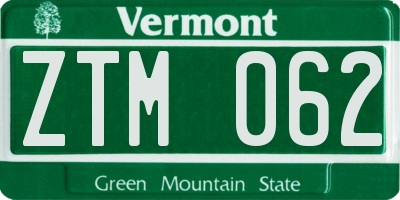 VT license plate ZTM062