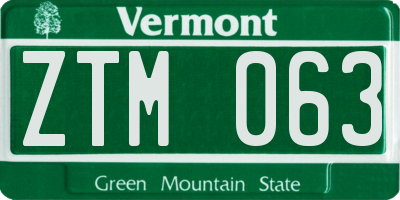 VT license plate ZTM063