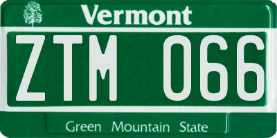 VT license plate ZTM066