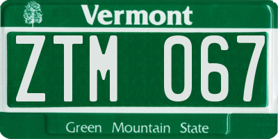 VT license plate ZTM067