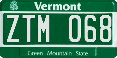 VT license plate ZTM068