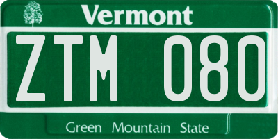 VT license plate ZTM080