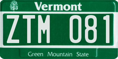 VT license plate ZTM081