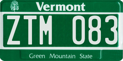 VT license plate ZTM083