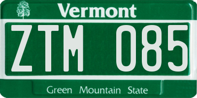 VT license plate ZTM085
